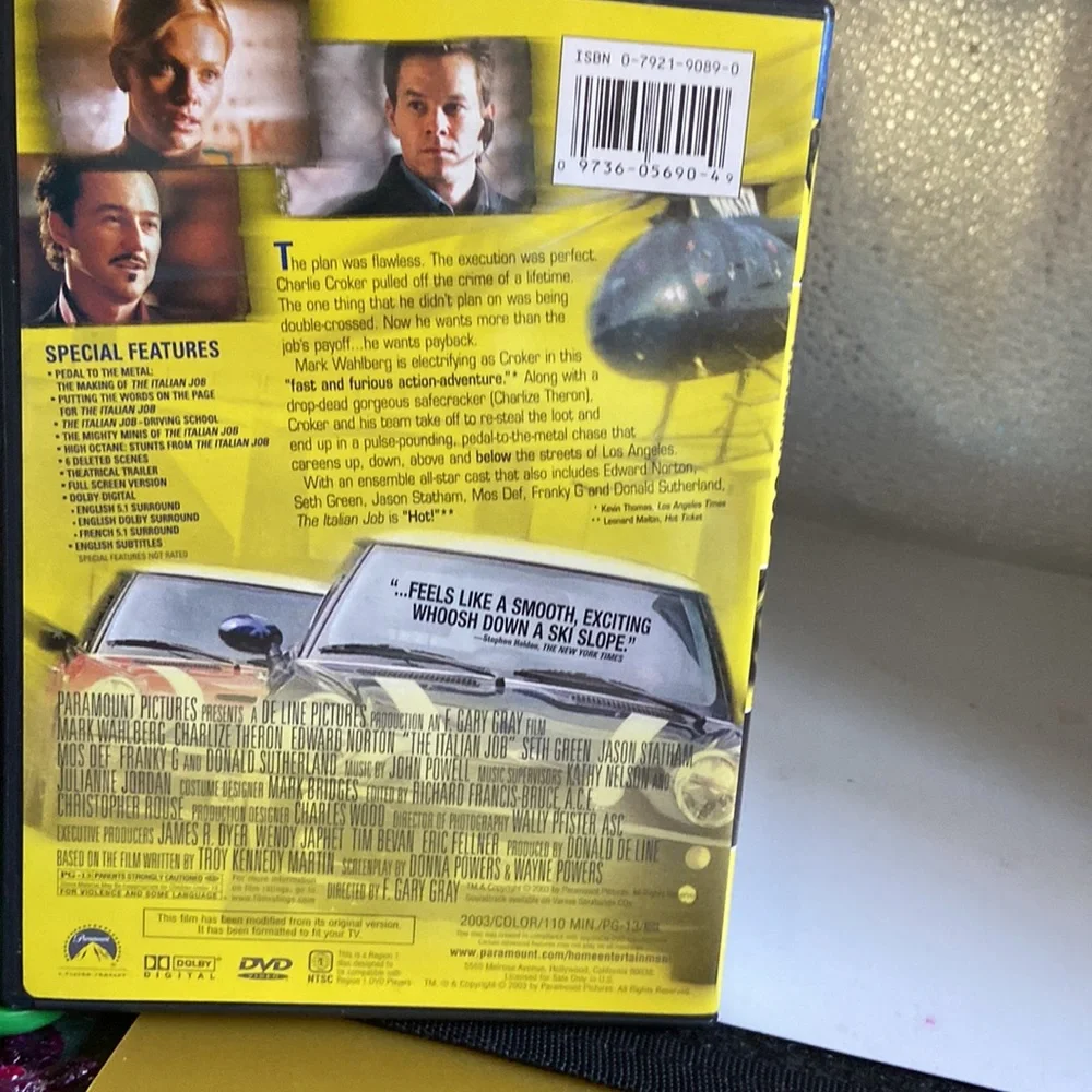 The Italian Job dvd movie In case with paper write-up